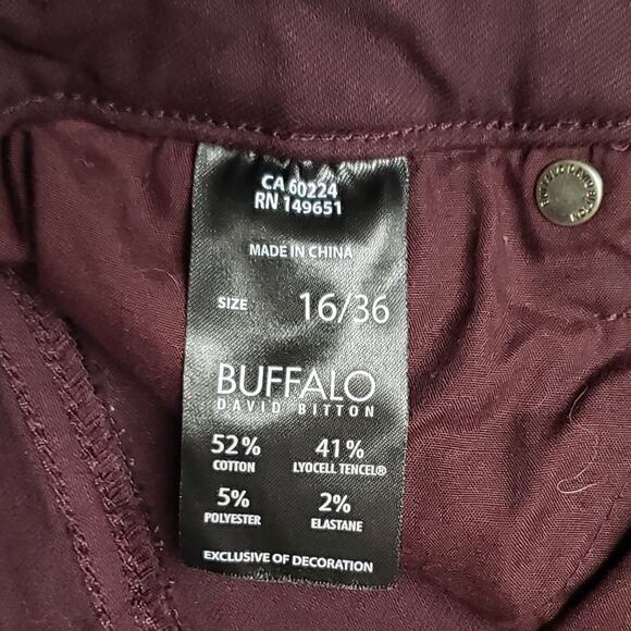 Buffalo David Bitton Burgundy Skinny Jeans Womens 16 Stretch Denim Casual - Picture 4 of 10